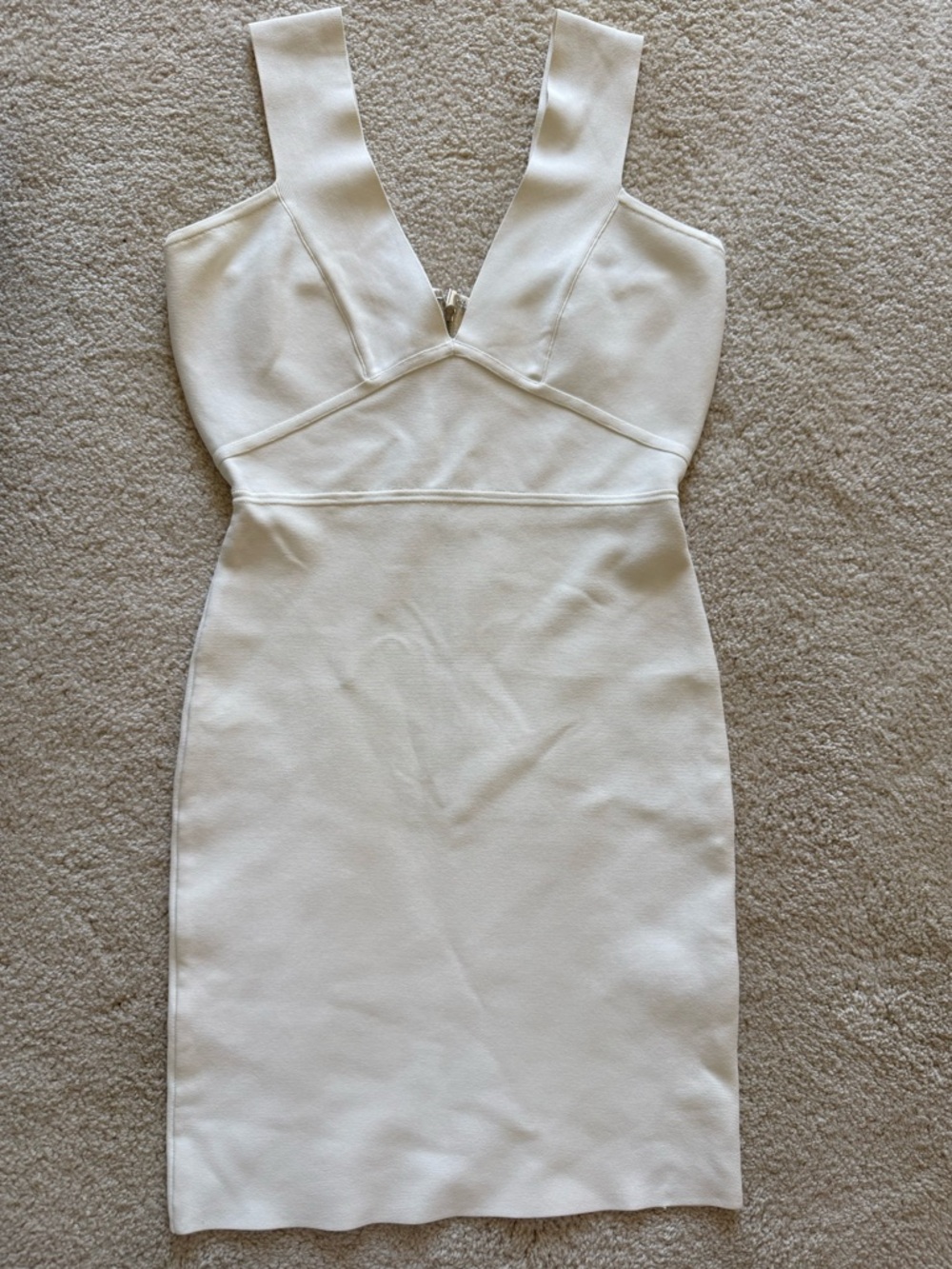 BCBGMaxAzria Ivory V-Neck Bodycon Mini Dress
